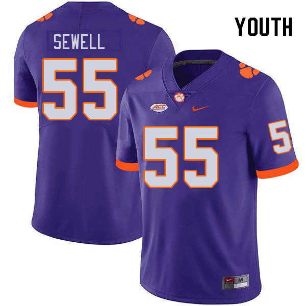 Youth Clemson Tigers Harris Sewell #55 College Purple NCAA Authentic Football Stitched Jersey 23WL30CR